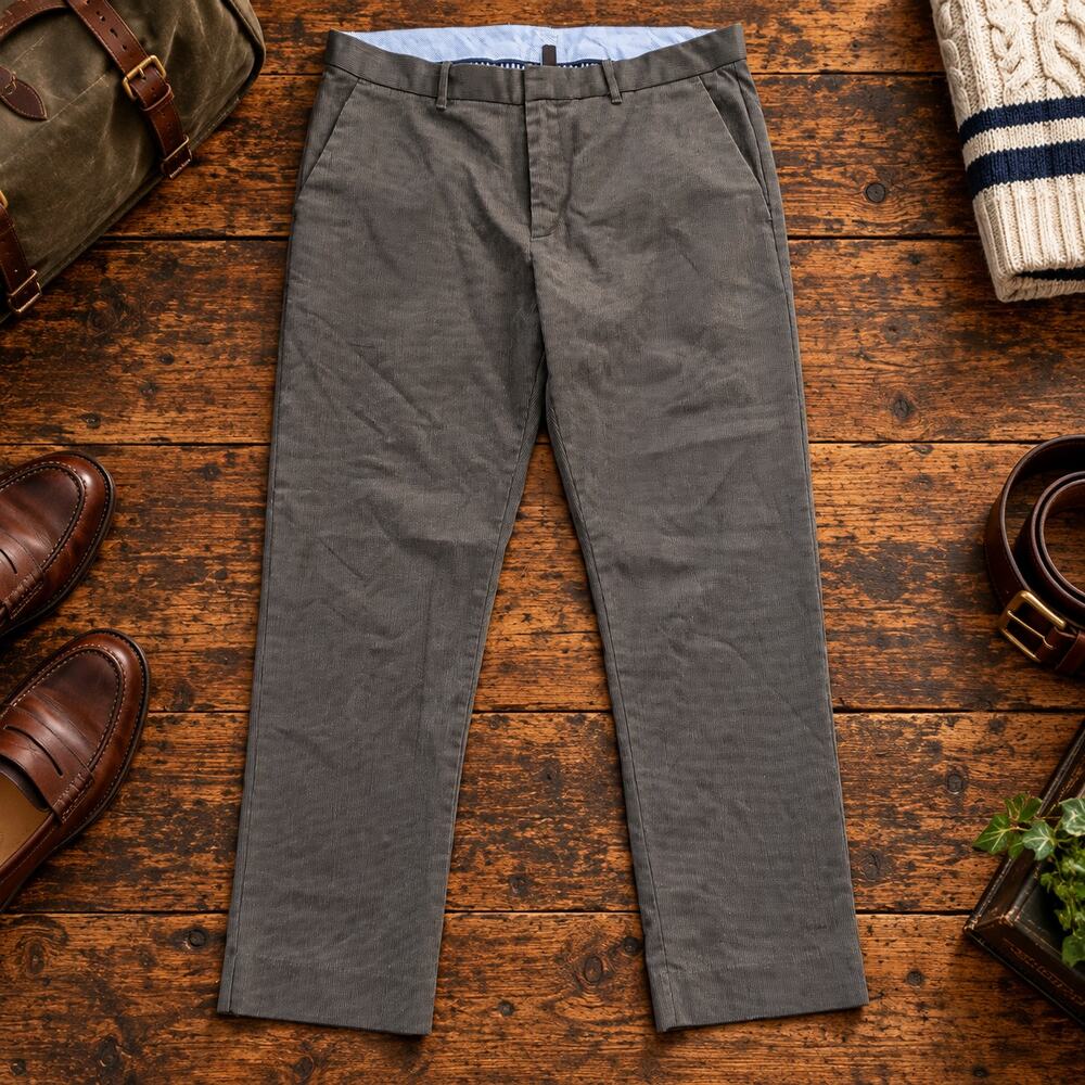 Gap Tailored GapKhakis Pants Mens 36x32 Straight Fit Gray Patterned Chinos